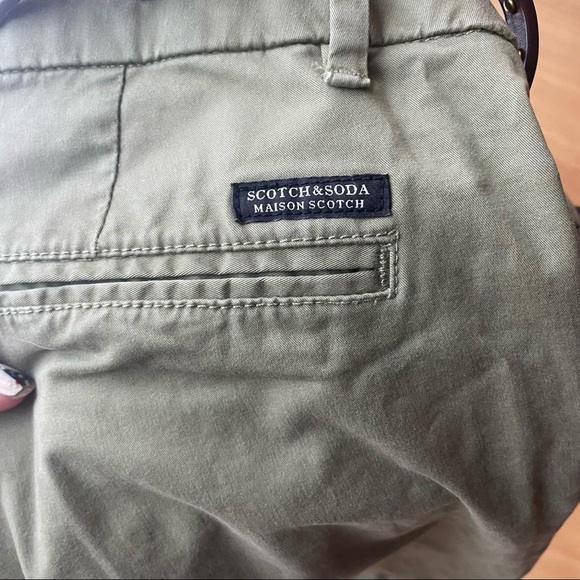 Scotch & Soda Green Regular Belted Chinos - 25 - Picture 14 of 16